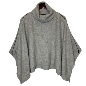 Knyt & Lynk Cashmere Grey Turtleneck Poncho with Zip Shoulder size XS/S